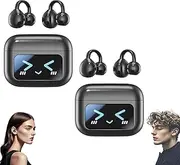 M100 Clip On Ear Headphones,Audio Wireless Headphones with Audio-Visual Future Smart Touch Screen,Open Ear Earbuds Wireless Bluetooth,AI Real Time Translation Bluetooth Earbuds(Black+Black)