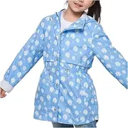 [Rokka&Rolla] Girls' Lightweight Water Resistant Hooded Field Rain Jacket Trench Coat Windbreaker