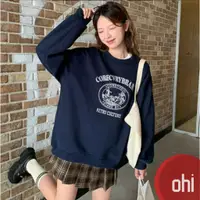 在飛比找蝦皮商城優惠-【ohi】圓領大學T女 寬鬆休閒女裝長袖上衣 韓系長袖衛衣(