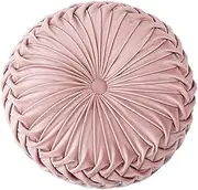 XQ HOUSE Throw Pillow for Couch Decorative 3D Pumpkin Vehicle Wheel Round Velvet Cushion for Sofa Bed Chair Floor 15”X15”, Pink