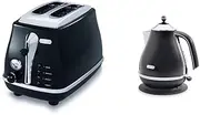 [De'Longhi] Icona Classic Toaster 2 Slice Toaster, Black, CTO2003BK & | Icona Classic Electric Kettle | KBO2001BK | Quick & Quiet Boil, Temperature Control Kettle | Black