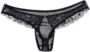 [CHICTRY] Men's Sexy Mesh Lace Floral Crotchless Bikini Thong Briefs Underwear