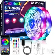 20m Bluetooth Led Strip Lights, Cozylady 65.6Ft LED Light Strips Controlled by Smart Phone APP with Remote & Power Supply, Music Sync LED Lights Strip for Bedroom Kitchen Party Children's Room