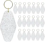 [JXQGQ] 20 PCS Motel Keychain Blank Hotel Keychains DIY Vintage Keychains Blanks for Vinyl Plastic Heat Transfer Keychain
