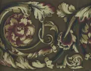 JACOBEAN SCROLL ON BROWN WALLPAPER BORDER