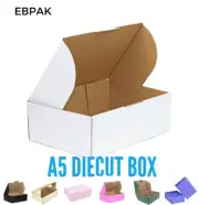 Mailing Box 220 x 160 x 77mm A5 Diecut Carton White Brown Black Pink
