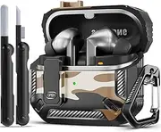 MCTOPZO Compatible with Samsung Galaxy Buds 3/3 Pro Case,with Secure Lock Clip & Cleaning kit Full Body Shockproof Carbon Fiber Protection Design