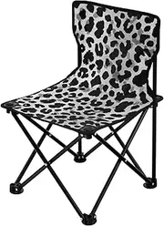 Black Leopard Cheetah Print Gray Black Foldable Camp Chairs Ultra-Lightweight Backpack Chairs for Adults with Carrying Bag