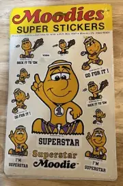 VTG MOODIES SUPER STICKERS Superstar Large Sheet Decal Specialties 1983 Kent Toy