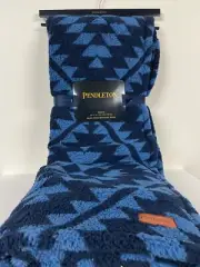 NWT Pendleton Tucson Peak Blue Multi Sherpa Throw Fleece Blanket Southwest Aztec