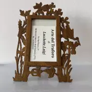 Vge Italian Hand-Carved Wood Reticulated Picture Frame Bird Flowers Luigi