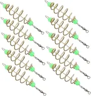 BESPORTBLE 10PCS Luminous Fishing Bait Holder with Spring Hooks Easy Assembly Carp Feeder for Night Fishing Versatile Freshwater Saltwater Use Attracts Fish with Glow Beads