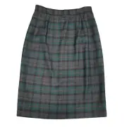 Vintage Charter Club Sz 6 100% Wool Skirt Green Gray 70s Retro Office Business