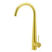 WELS Brushed Gold Round Tall Kitchen Sink Basin Mixer Swivel Faucet Tap Spout