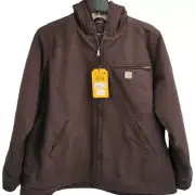Carhartt Loose Fit Washed Duck Sherpa Lined Jacket Brown Womens Size 2X