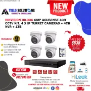 HK Hilook 6MP Acusense 4CH CCTV Kit: 4x IP T Cam+4CH NVR+1 TB HD