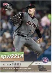 2018 Topps Now Patrick Corbin #OS58 Signed with the Washington Nationals