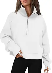 AUTOMET Womens Sweatshirts Half Zip Cropped Pullover Fleece Quarter Zipper Hoodies 2024 Fall Fashion Outfits Clothes