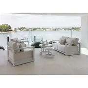 Whitehaven 2+1+1 Outdoor Aluminium Lounge with Sunbrella Cushions with Hugo Coffee Table Set - Outdoor Aluminium Lounges