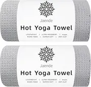 Jaende 2 Pack Multi-Functional Towels, Portable Foldable Hot Yoga Towels, Lint Free Long Bath Towels, Pilates, Bikram, Yoga Gear——Microfiber, Super Absorbent, Anti-Slip, Injury Free（Gray）