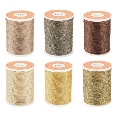 6Rolls 6 Colors 1mm Polyester Metallic Thread Cord Crafts For DIY Jewelry Making