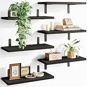 Wall Floating Shelves Set Of 6,Wall Storage Shelves,Display Stands,Wall Mounted Wood Rack,Farmhouse Shelf, for Bathroom, Bedroom, Kitchen, Living Room