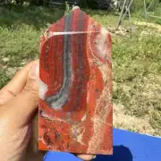 500g Natural red jasper obelisk quartz crystal tower healing