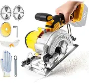 Cordless Circular Saw for Dewalt 18V Battery, 6200RPM Professional 5" Brushless Circular Saw with 3 Blades, 0-45° Cutting Angle for Wood Plastic Tile Cut (No Battery)