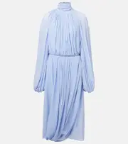 [Stella McCartney] Stella McCartney Gathered silk crepon midi dress AU 6 blue