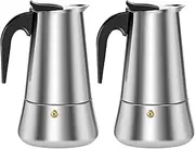 450ml Stovetop Espresso Maker, Makes Real Italian Coffee, Moka Pot Time Saving, Stainless Steel Moka Pot, Easy to Clean Stove Top Coffee Maker, Ergonomic Cafe Classic Induction Cooker, for Home Using
