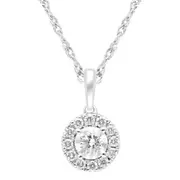 Bevilles Halo Solitaire Pendant Necklace with 1/4ct of Laboratory Grown Diamonds in Sterling Silver