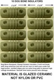 10 Dogbone Insulators For Dipole, Inverted V Antenna, Ham Radio, Shortwave