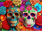 HUADADA Jigsaw Puzzles for Adults 1000 Pieces, Puzzles for Adults 1000 Piece, Challenging Game Toys, Impossible Puzzle, Family Decoration Puzzle - Flowers Skull