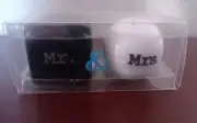 Mr. and Mrs. Salt and Pepper Shakers Black / White Wedding Gift Glass...