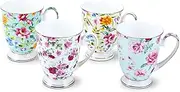 AWHOME Royal Fine Bone China Coffee Mug Assorted colors Tea Cup 11 oz Family Suit (Set of 4, 4-Colour)