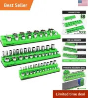 Magnetic Socket Organizer 3-Piece Set: Heavy Duty for 1/4" 3/8" 1/2" Sockets