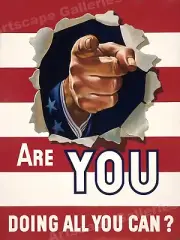 1942 "Are You Doing All You Can?" WW2 War Morale Poster 20x28