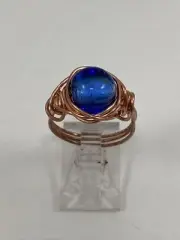 Handmade ~ Copper Wire Wrap ~ Glass Bead Ring ~ Size 7 #94