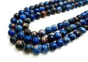 Blue Orange Jasper Faceted Round 10mm Gemstone Beads - RNF131H