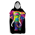 Ethnic Elephant Geometric Hooded Swim Surf Spa Beach Poncho Towel Changing Robe