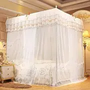 Luxury Lace Net Bed Canopy - Elegant Four Corner Post Canopy Curtain for Kids, Girls, and Adults (150 * 200 * 200)