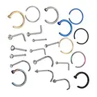Mix 22pcs Stud Nose Ring Hoop Septum Helix Nostril Piercing Labret Lip Carti F5❤