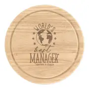 World's Best Manager Round Chopping Cheese Board Funny Gift Present