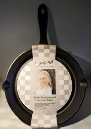 Cast Iron 10" Skillet Pre-Seasoned Round w/ Handle Black Dolly Parton New