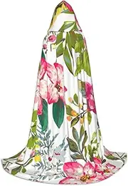 Hibiscus Flowers Print Hooded Cloak Unisex Gothic Costume Carnival Theme Parties Vampire Festive Decor