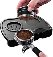 Espresso Tamping Mat, Coffee Tamper Mat, Black Silicone Food Grade Pad, 8Inch X 5.5Inch Coffee Tamp Station, Espresso Accessory, Waterproof and Heat Resistant (Black)