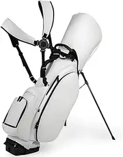 Premium 4-Way Divider Golf Stand Bag, Large Capacity Waterproof PU Coated with Vertical Cart Handle, Lightweight Design for Standard Course Training Accessories White