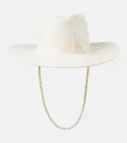 [Ruslan Baginskiy] Ruslan Baginskiy Faux pearl-embellished straw fedora M white