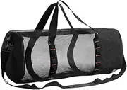 Mesh Gym Bag - Breathable Sports Gear Bag, Large Drawstring Backpack | & Lightweight Net Bag for Gym, Swimming, Beach, Soccer, Basketball, Workout Accessories, Travel Storage, Quick-Drying