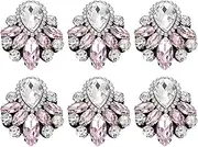 uxcell 6Pcs Handmade Beaded Patches, Glass Crystal Rhinestone Appliques Vintage Sew on Beaded Patch for Clothing DIY Sewing Accessories, Pink